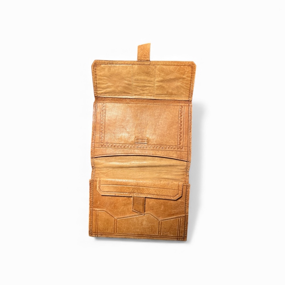 Vintage Hand Tooled Med Leather Wallet Boho Western Style - Picture 4 of 6